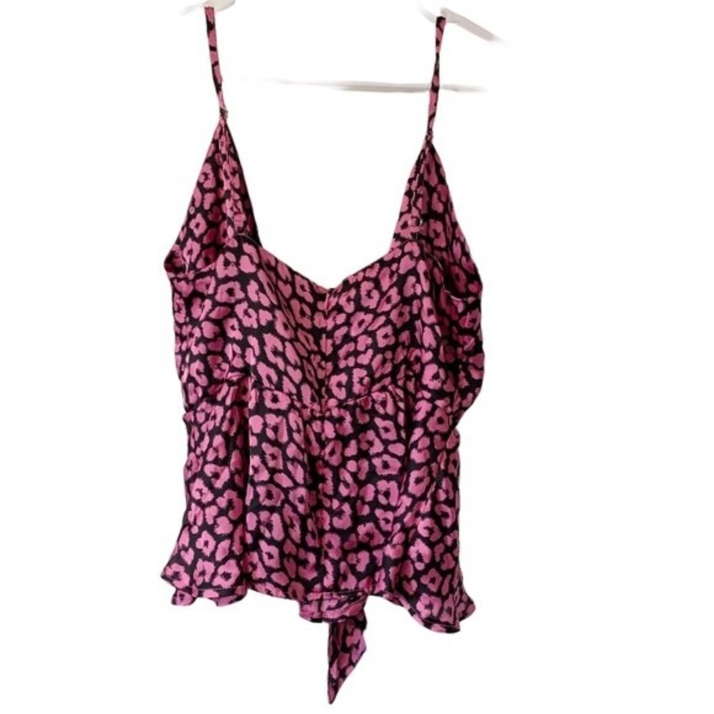NWOT Club London Pink Cheetah Print Spaghetti Strap Satin Blouse Size 10 Women